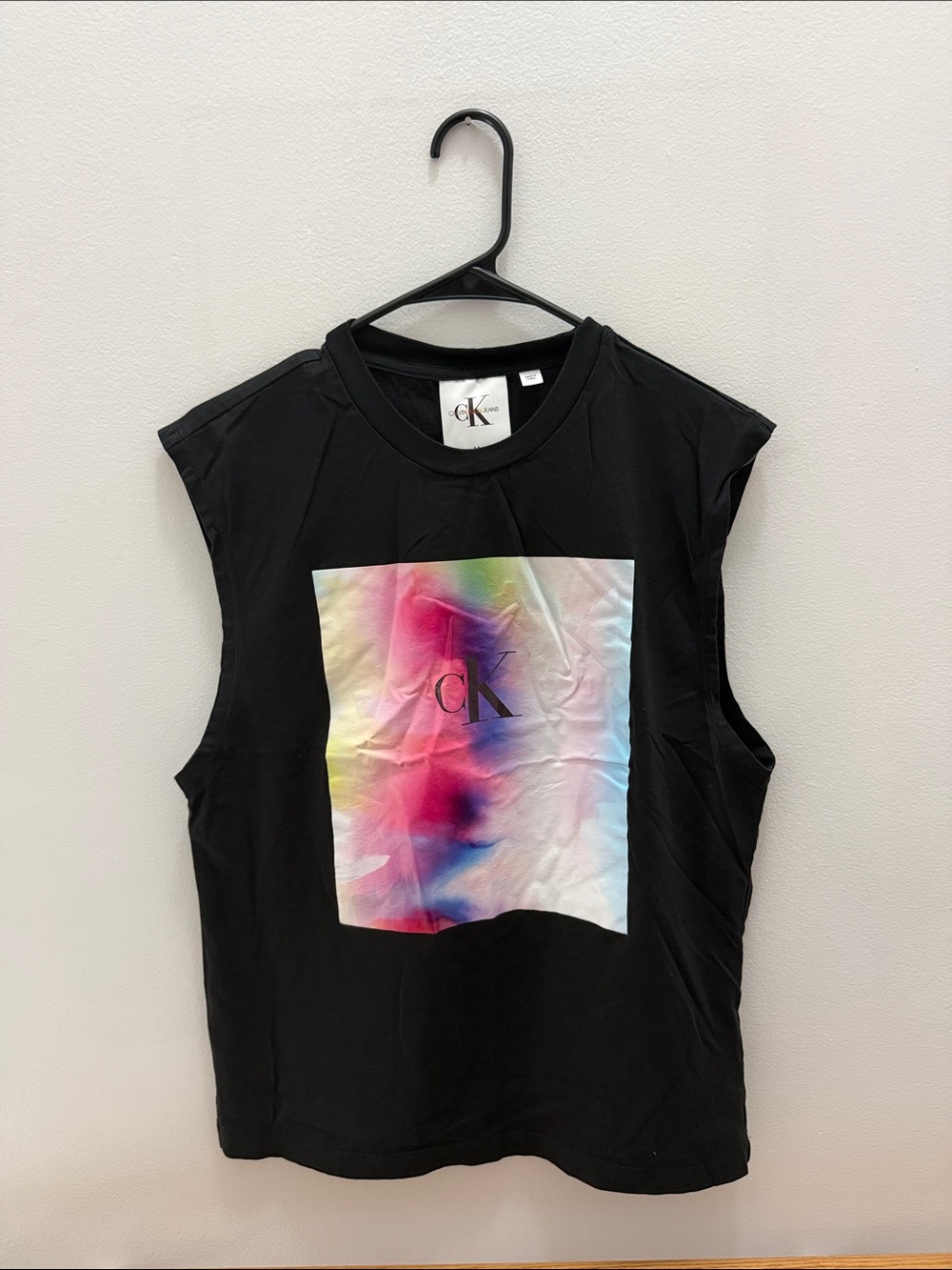 Calvin Klein Black Muscle Tee with Colorwash CK Logo